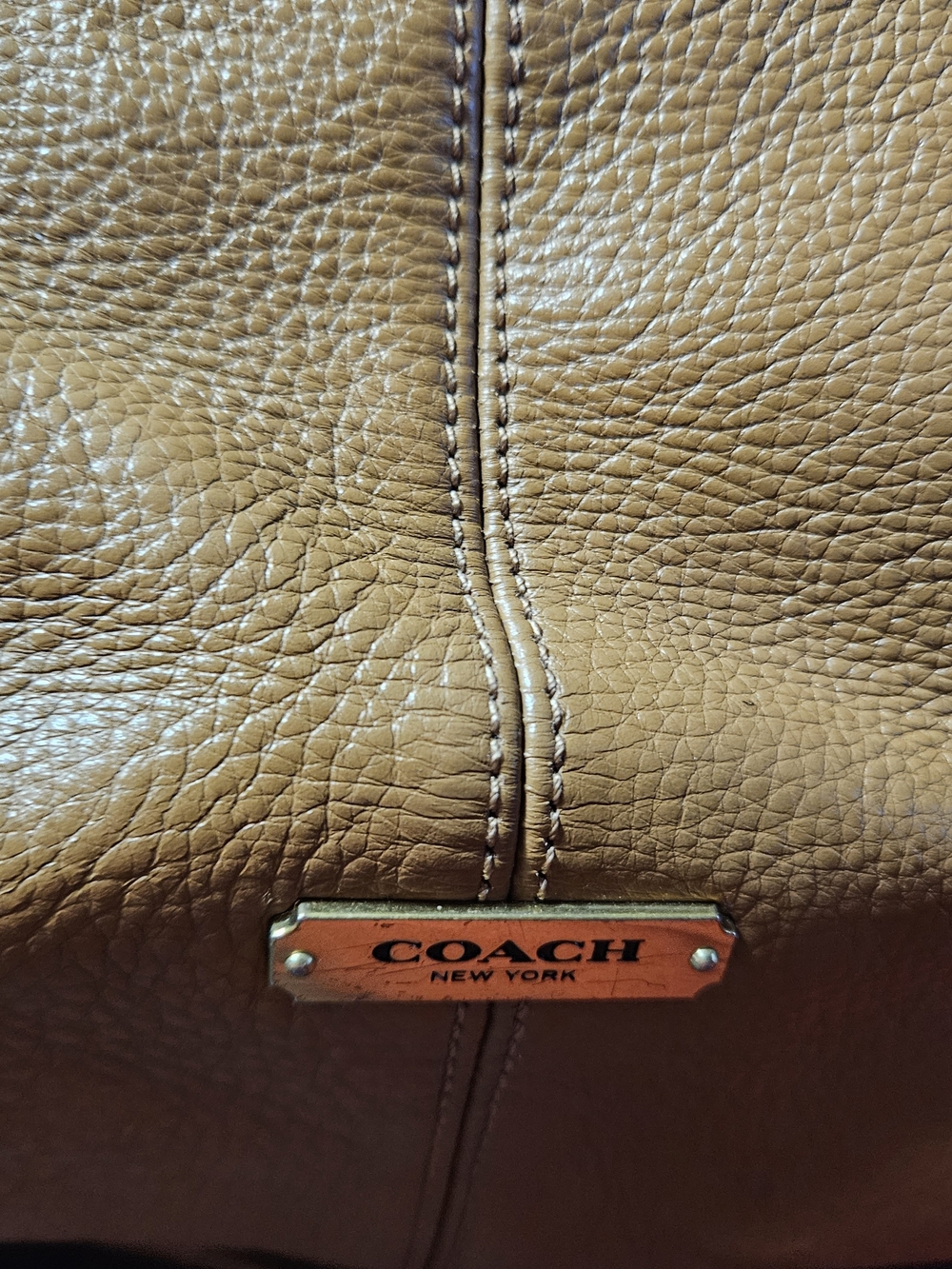 Coach Pebbled Leather Shoulder Bag in Cognac Brown with Brass Hardware - Picture 6 of 15